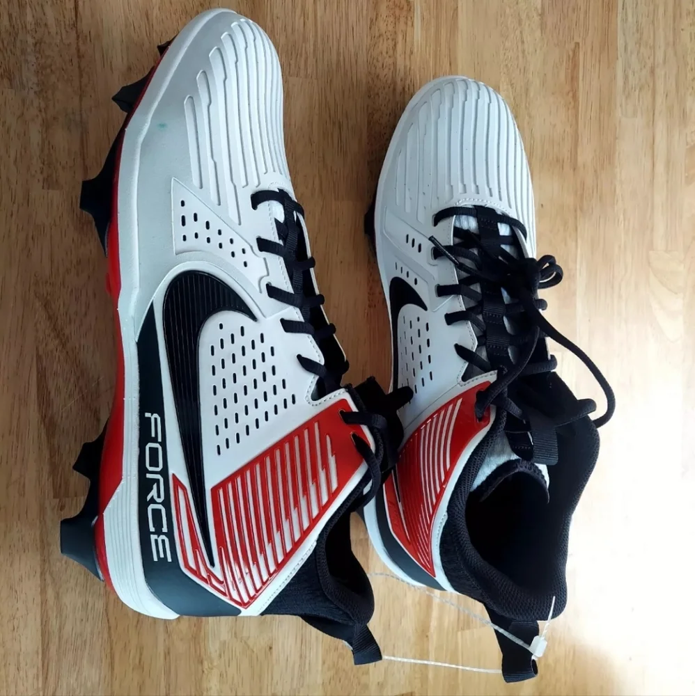 Nike Force Savage Pro 3 Football Cleats Size 15 White Red Black Trim DA5453-102